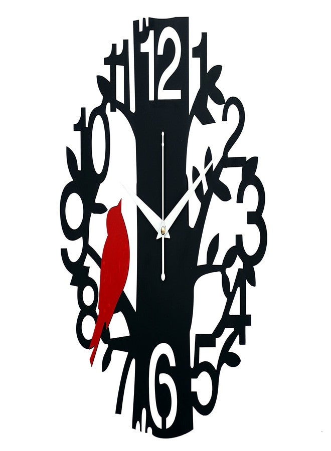 9br Wall Clock II Wooden Wall Clock for Home II Stylish Wall Clock for Home Decor Wall Clockffice (Sparrow-307) (RED) - Image 1